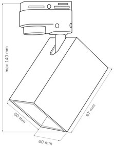 Bodové svietidlo do lištového systému SQUARE 3xGU10/10W/230V + 1 m lištový systém