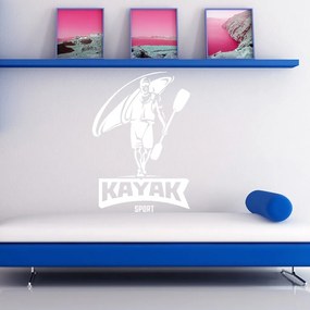 Veselá Stena Samolepka Kajak Farba: bílá, Veľkosť: 40 x 28 cm