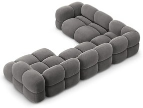 Sivá zamatová rohová pohovka (ľavý roh/do tvaru "U") Loretto – Cosmopolitan Design