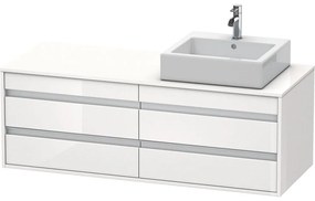 DURAVIT Ketho závesná skrinka pod umývadlo na dosku (umývadlo vpravo), 4 zásuvky, 1400 x 550 x 496 mm, biela vysoký lesk, KT6657R2222