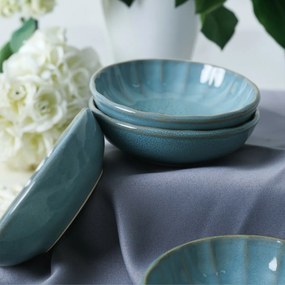 Súprava 6 kameninových misiek Laguna 12 cm, tyrkysová