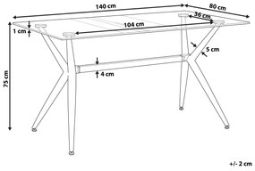 Jedálenský stôl so sklenenou doskou 140 x 80 cm čierna/svetlé drevo SACRAMENTO Beliani