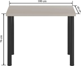 Vintino Jedálenský stôl LUXOR 100 × 60 cm – kašmír / čierne kovové nohy