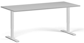 Výškovo nastaviteľný stôl, 180x80 cm, 1 motor, biela podnož, sivá