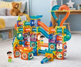 LEAN Toys Sada magnetických tehličiek Guľôčková dráha Slide Farebné 188 el.