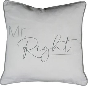 Šedý vankúš Mr.Right - 45 * 10 * 45cm