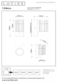 Lucide 11839/01/30 - Vonkajšie nástenné svietidlo so senzorom TIMBALA 1xGU10/7W/230V IP44