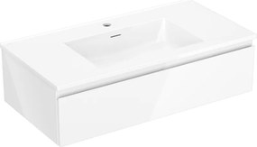 Mexen Orio, kúpeľňová skrinka 90 cm s umývadlom Otis, 1 zásuvka, biela lesklá, 91A10-09023-1-BF00-W18M00