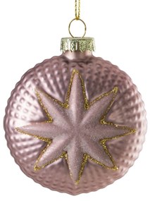 SKLENENÁ VIANOČNÁ BANKA NA STROMČEK SADA 4 KS (FI) 8 CM RÚŽOVÁ