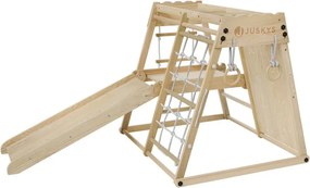 Detské vnútorné drevené ihrisko so šmykľavkou, lezeckou sten