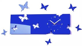 Nástenné akrylové hodiny Motýle2 - navy