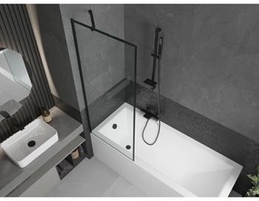 Mexen Next, vaňová zástena 1-krídlová 70 x 150 cm, fixné krídlo, 6 mm číre sklo s čiernym vzorom, čierny profil, 895-070-000-00-70-70