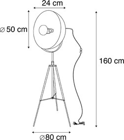 Priemyselná inteligentná stojaca lampa čierna trojnožka vrátane WiFi A60 - Magna 50 Eglip