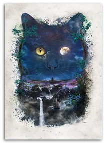 Gario Obraz na plátne Čierna mačka v noci - Barrett Biggers Rozmery: 70 x 100 cm