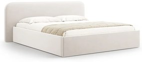 Slonovinová čalúnená dvojlôžková posteľ s úložným priestorom s roštom 140x200 cm Elizabeth – Micadoni