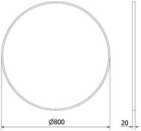 Mexen Loft, okrúhle kúpeľňové zrkadlo 80 cm, farba rámu brúsená oceľ, 9850-080-080-000-10