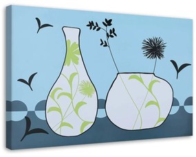 Obraz na plátně Váza Květina Modrá - 100x70 cm