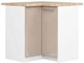 Spodná rohová kuchynská skrinka s doskou OLIWIA S90/90 biela / cappuccino, lesk