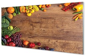 Sklenený obklad do kuchyne Board špargľa ananás jablko 100x50 cm