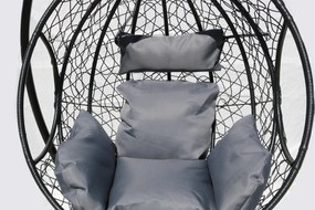 Závesné kreslo 06 čierne so sivou poduškou