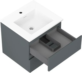 Mexen Orio, kúpeľňová skrinka 50 cm s umývadlom Otis, 2 zásuvky, grafitová matná/biela matná, 91A10-05047-2-BFF66-W18M01