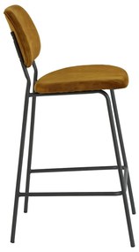 Zamatová barová stolička v horčicovej farbe 92 cm Emma - Light &amp; Living