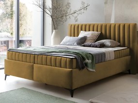 Posteľ Joy 160x200 cm, horčicovo žltá látka