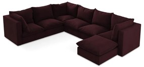 Vínovočervená rohová pohovka (ľavý roh/do tvaru "U") Manao – Makamii