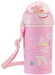 Hrnček so silikónovou slamkou a popruhom 450ml Music Fest Pink