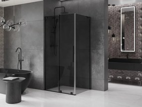 Mexen Velar L, sprchový kút s posuvnými dverami 120 x 110 cm, 8mm šedé sklo, čierna matná, 871-120-110-43-70