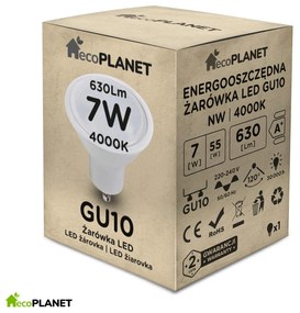 ecoPLANET LED žiarovka GU10 - 7W - studená biela