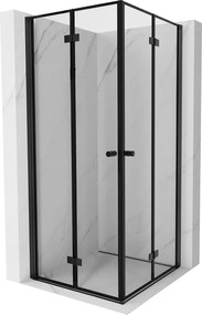 Mexen Mist-F Duo, skladací sprchový kút 80 x 80 cm, číre sklo-čierny rám, 8A6-080L-080P-70-70