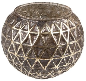 Strieborný antik sklenený svietnik na čajovú sviečku - Ø 11*8 cm
