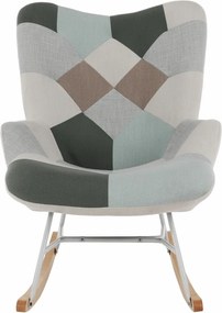 Hojdacie kreslo Geron - zelenobiely patchwork / biela / buk