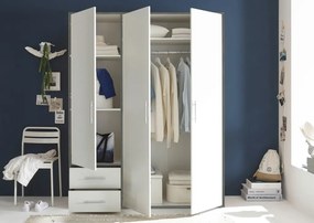 Šatníková skriňa Valencia,155 cm, optika šedého kovu/biela