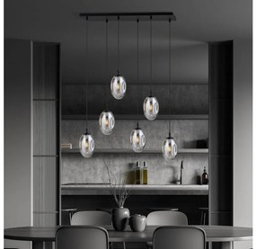Luster na lanku ASTRAL 6xE14/10W/230V čierna/dymová