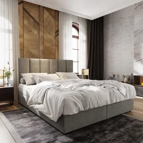 Čalúnená posteľ boxspring MERALIS 160x200 cm sivá Matrac: Matrac Bonell pružinový