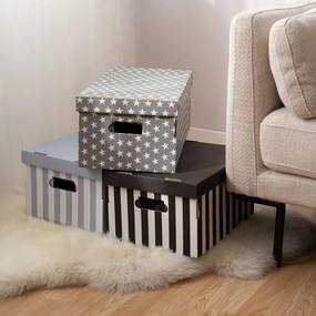 Kartónové úložné boxy v súprave 2 ks s vekom Stripes – Compactor