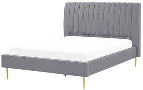 Zamatová posteľ 140 x 200 cm sivá MARVILLE Beliani