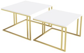 Set dvoch konferenčných stolíkov Froyw Zlatý, Farba: zlatá/biely mramor