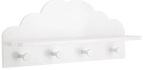 Biela detská polička CLOUD s vešiakom