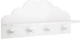 Biela detská polička CLOUD s vešiakom
