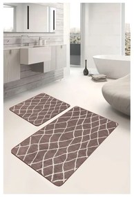 Hnedé zamatové kúpeľňové predložky v súprave 2 ks 60x100 cm – Mila Home
