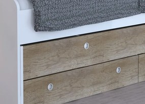 Rozkladacia posteľ Patrik Color 90x200 cm, biela/dub canyon