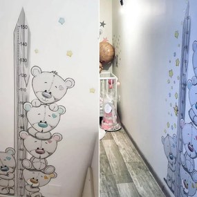 Detský meter na stenu - Medvede