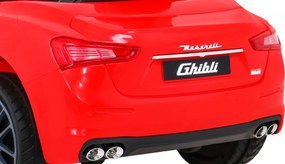 Ramiz Maserati Ghibli Batéria pre deti Červená + diaľkové ovládanie + pomalý štart + EVA + MP3 USB + LED