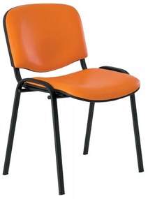 Kožená konferenčná stolička ISO - čierne nohy, oranžová