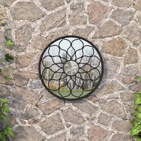 Záhradné zrkadlo čierne 60x3 cm okrúhle exteriérové železo