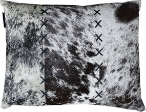 Bielo-čierny kožený vankúš s výrazným stehom Stitch Cow - 35*45*15cm