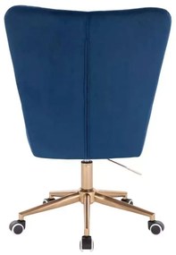 LuxuryForm DESIGN Kreslo AMADEO VELUR na zlatej podstave s kolieskami - modré